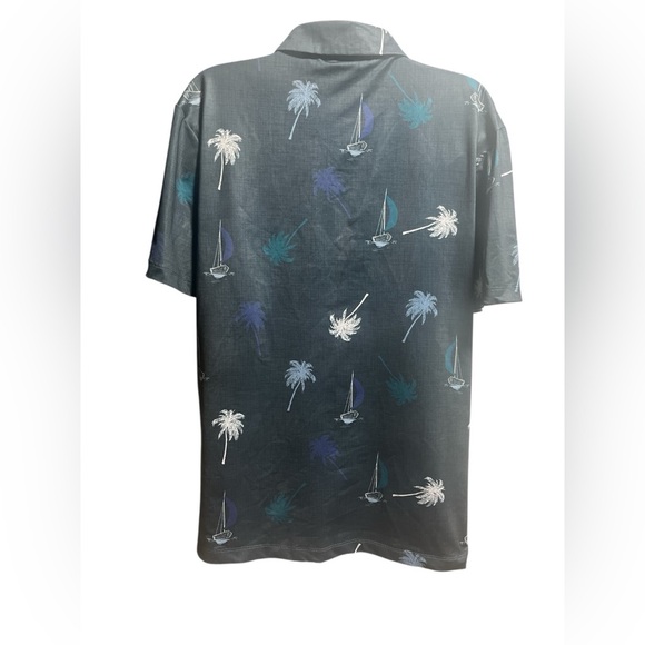 Yates Golf Men’s Performance Palm Tree And Sailboat Print Polo Size Medium - Picture 4 of 5